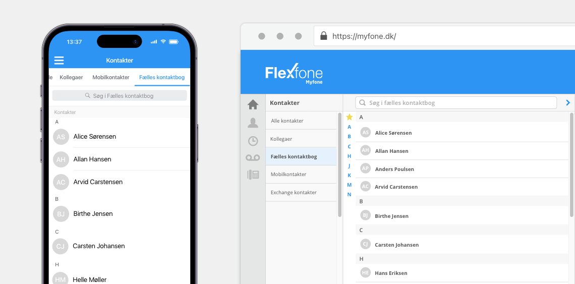 Fælles kontaktbog i Myfone