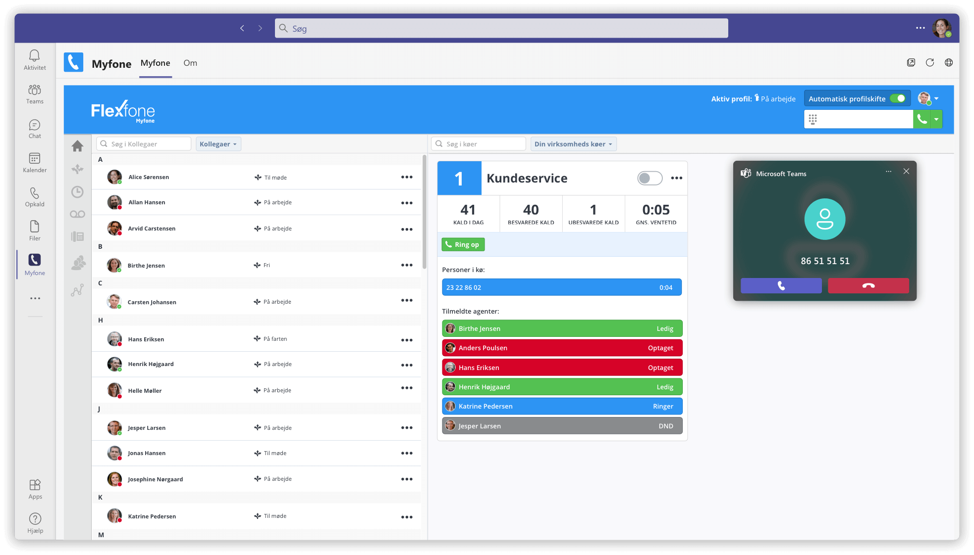 Telefoni i Teams med Myfone som app direkte i Teams-klienten
