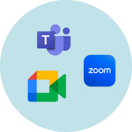Flexfone AI Assistant er kompatibel med Microsoft Teams, Zoom og Google meet