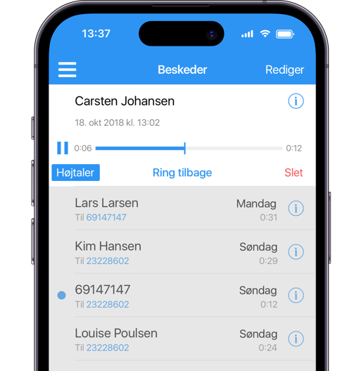 Visuel telefonsvarer til din mobiltelefon og app