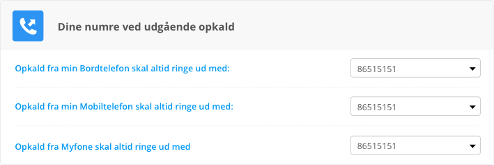 Dine numre ved udgående opkald