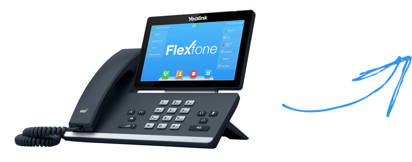 Flexfone fungerer fejlfrit på Yealink, Snom og LG