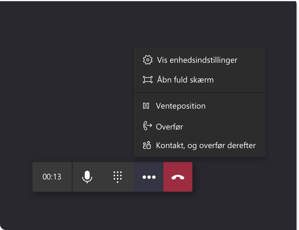 Opkaldsfunktioner i Teams