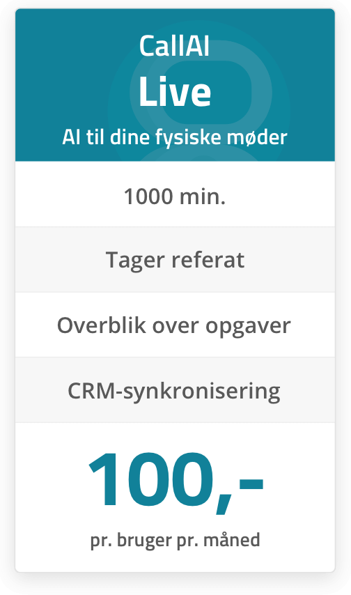 Prispakke for CallAI Live