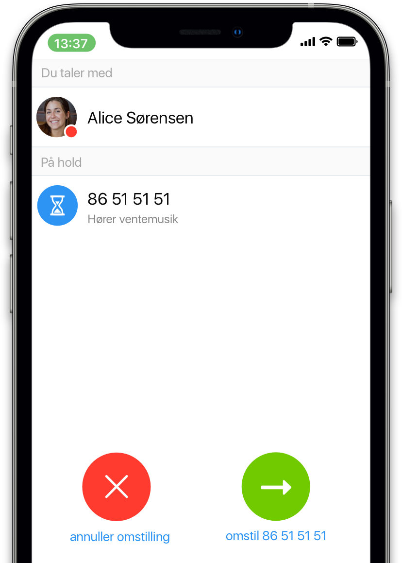 Omstil opkald med mobil og app