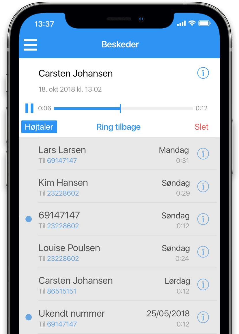 Aflyt din telefonsvarer direkte i Myfone appen