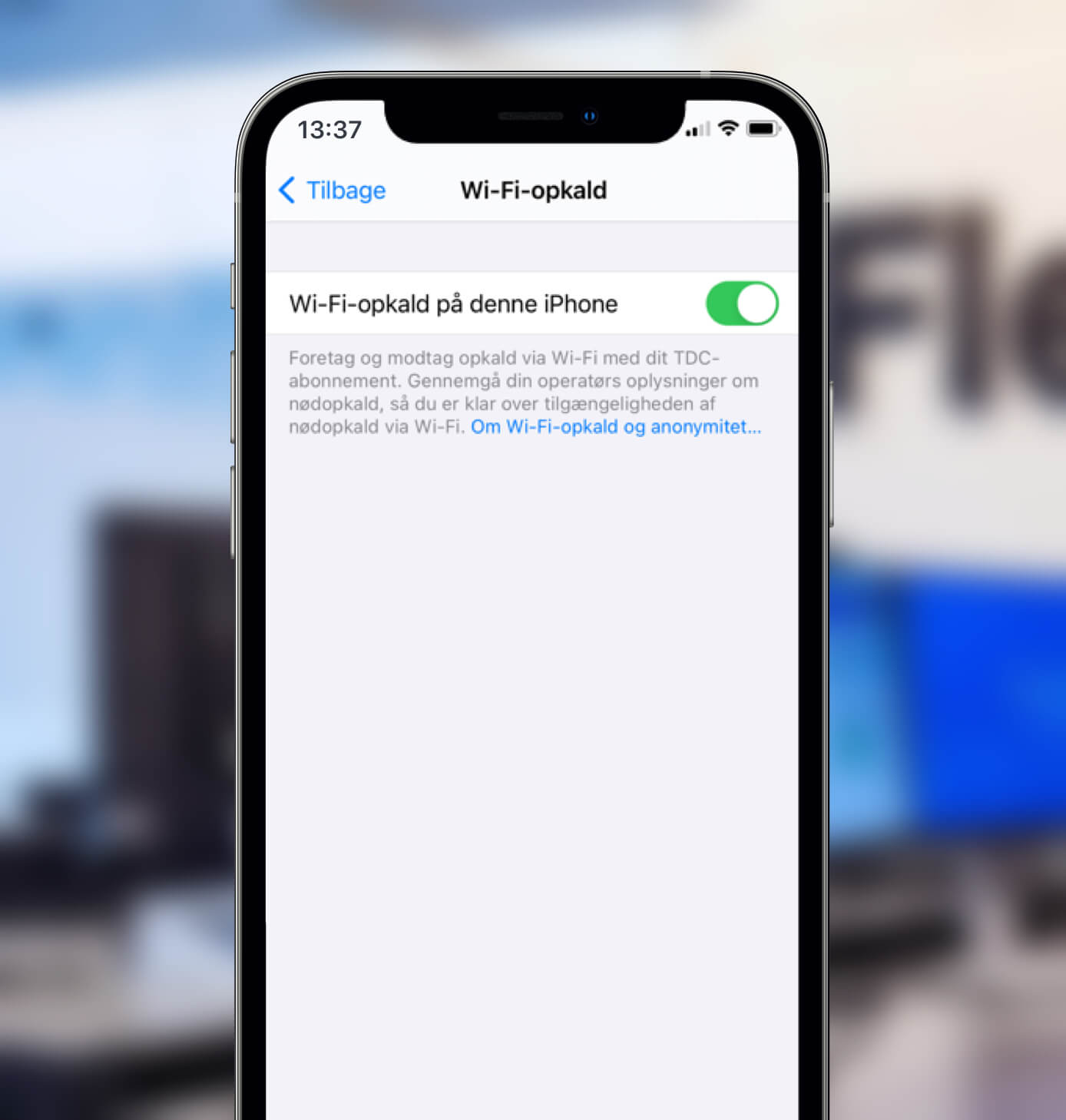 Du aktiverer WiFi-opkald på din iPhone ved at gå ind under Indstillinger og derefter telefon. Vælg nu WiFi-opkald og slå WiFi-opkald på denne iPhone.