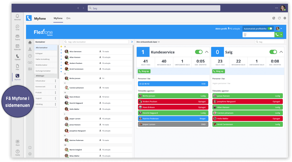 FĂĄ Myfone i den Teams-menu - SĂĄ har du alle dine telefonifunktioner direkte i Teams-klienten.