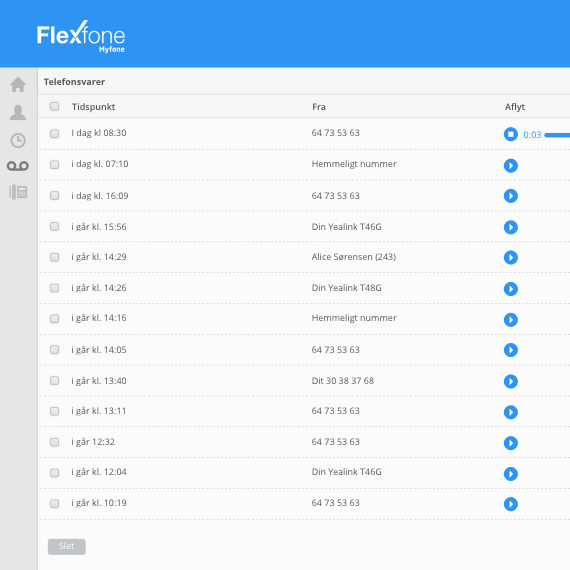 En oversigt over dine telefonsvarerbeskeder, så du slipper for at ringe op for at aflytte dine beskeder.