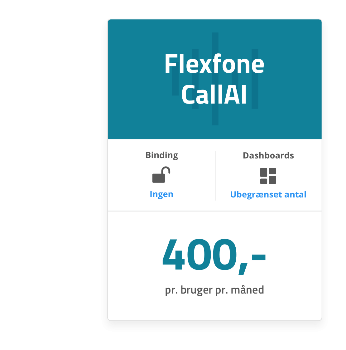 Få AI-værktøj til din kundehåndtering for 400 kr. pr. bruger. pr. måned med Flexfone CallAI