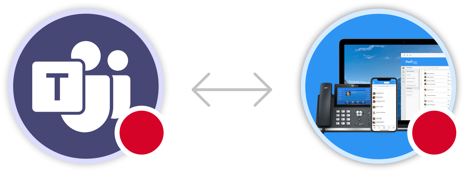 Uanset om du er optaget i Teams eller på dine telefoner, er du optaget på tværs af alle dine Flexfone-enheder.